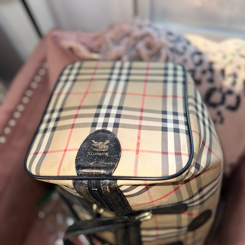 Burberry Tan and Black Check Travel Bag - Picture 6 of 8